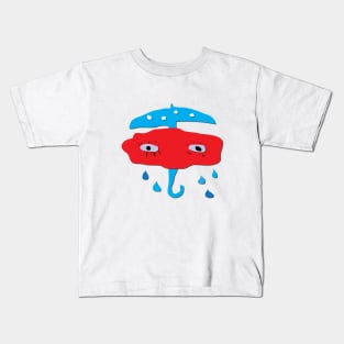 Blue Mushroom umbrella for shiny rainy days Kids T-Shirt